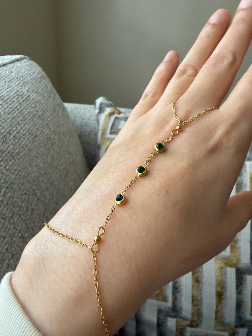 Ring Hand Chain Adjustable Bracelet 18K Gold Plated Stainless Steel Waterproof - Picture 7 of 7
